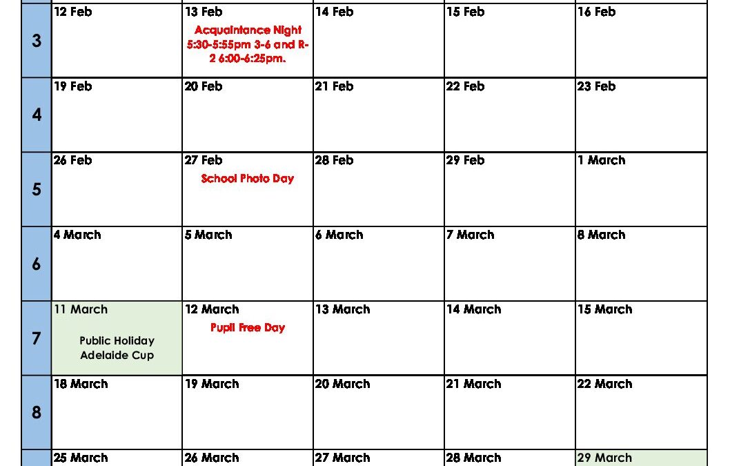 2024 Term 1 Calendar - North Adelaide Primary School